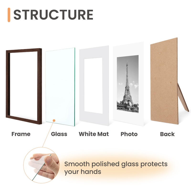 أبس سيمبلز مجموعة إطار صورة 5 × 7 من 10 صور عرض 4x6 مع حصيرة أو 5x7 بدون حصيرة إطارات صور متعددة - Image 4