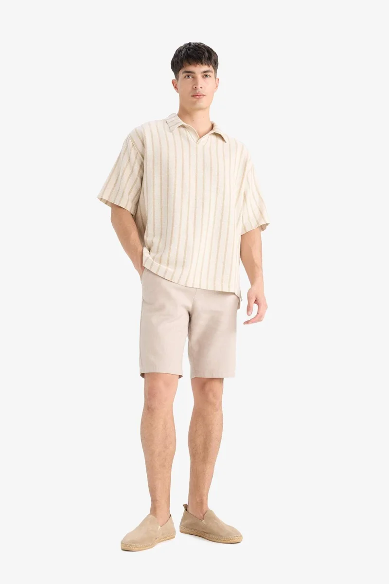 DeFacto Oversize Fit Polo Neck Striped Shirt