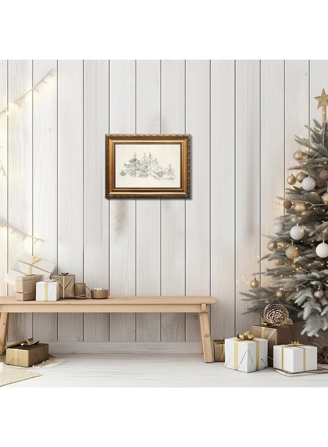UNIRO Vintage Gold Framed Wall Art, Vintage Christmas Canvas Art Prints Painting, Antique Pine Tree Sketch Winter Xmas Poster, Neutral Christmas Wall Decor for Bedroom, Living Room, Gallery, Winter - Image 5