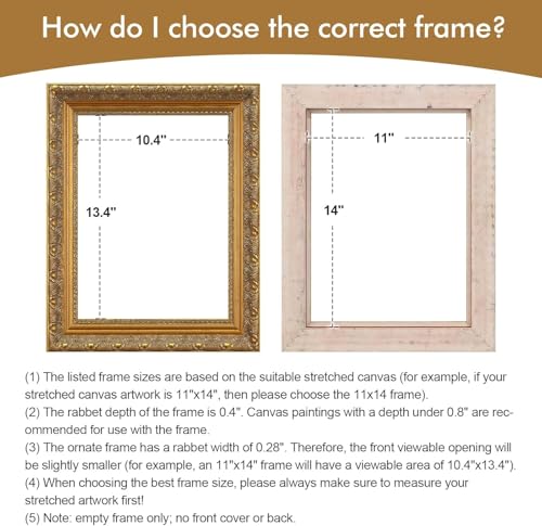 FOLKOR Ornate Plein Air Frame for 16x24 Stretched Canvas Prints, 2.4” DIY Vintage Gold Solid Wood Art Frames for Portraits Wedding Family Animal Memorial Oil Paintings, No Cover & Back - Image 4