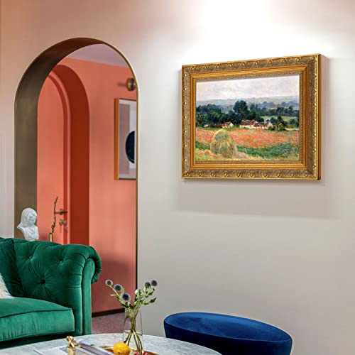 FOLKOR Ornate Plein Air Frame for 16x24 Stretched Canvas Prints, 2.4” DIY Vintage Gold Solid Wood Art Frames for Portraits Wedding Family Animal Memorial Oil Paintings, No Cover & Back - Image 5