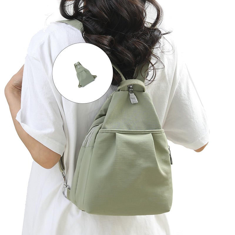 Green Convertible Nylon Backpack For Travel Commuting Outdoor Adventures Adjustable Straps - Image 3