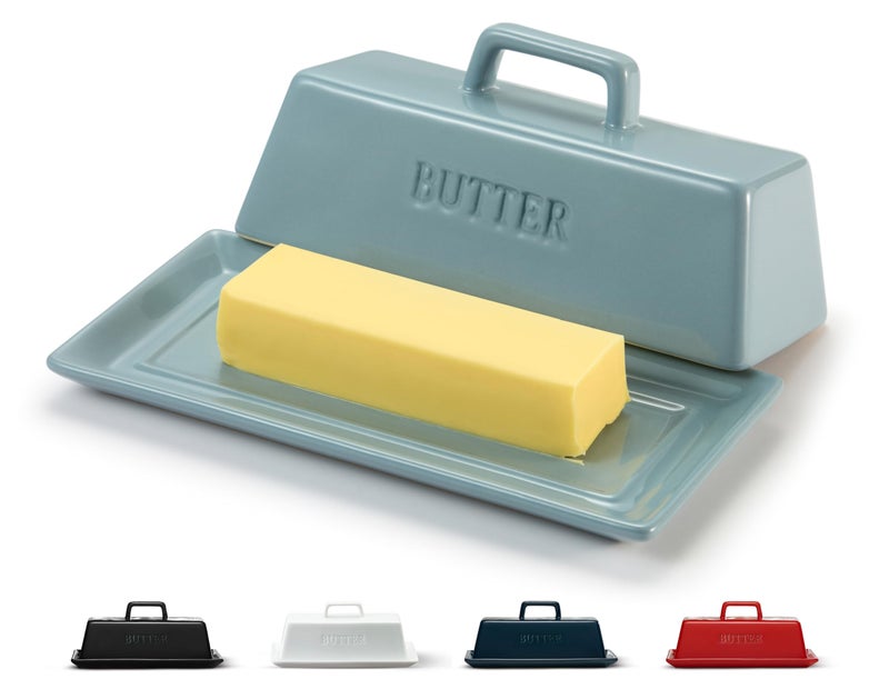 Kook Butter Dish with Lid for Countertop, by Kook, Ceramic Dish Tray with Cover, Kitchen Keeper, Container, Holder (Casper Blue) - Image 1