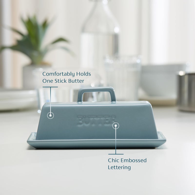 Kook Butter Dish with Lid for Countertop, by Kook, Ceramic Dish Tray with Cover, Kitchen Keeper, Container, Holder (Casper Blue) - Image 3