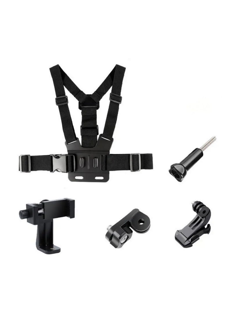 1pcs Adjustable Elastic Belt Body Mount Chest Harness Strap for GoPro 13 12 11 10 9 8 7 6 5 4 3 for Insta360 Camera Smartphone and Most Action Cameras Universal Phone Chest Mount Set - Image 1