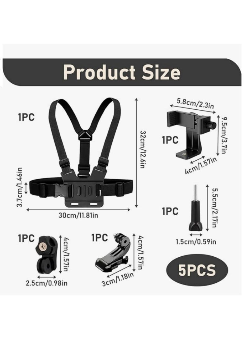 1pcs Adjustable Elastic Belt Body Mount Chest Harness Strap for GoPro 13 12 11 10 9 8 7 6 5 4 3 for Insta360 Camera Smartphone and Most Action Cameras Universal Phone Chest Mount Set - Image 4