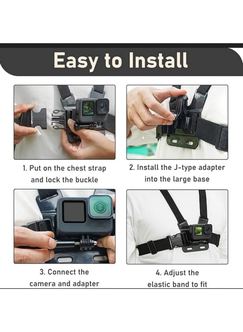 1pcs Adjustable Elastic Belt Body Mount Chest Harness Strap for GoPro 13 12 11 10 9 8 7 6 5 4 3 for Insta360 Camera Smartphone and Most Action Cameras Universal Phone Chest Mount Set - Image 5