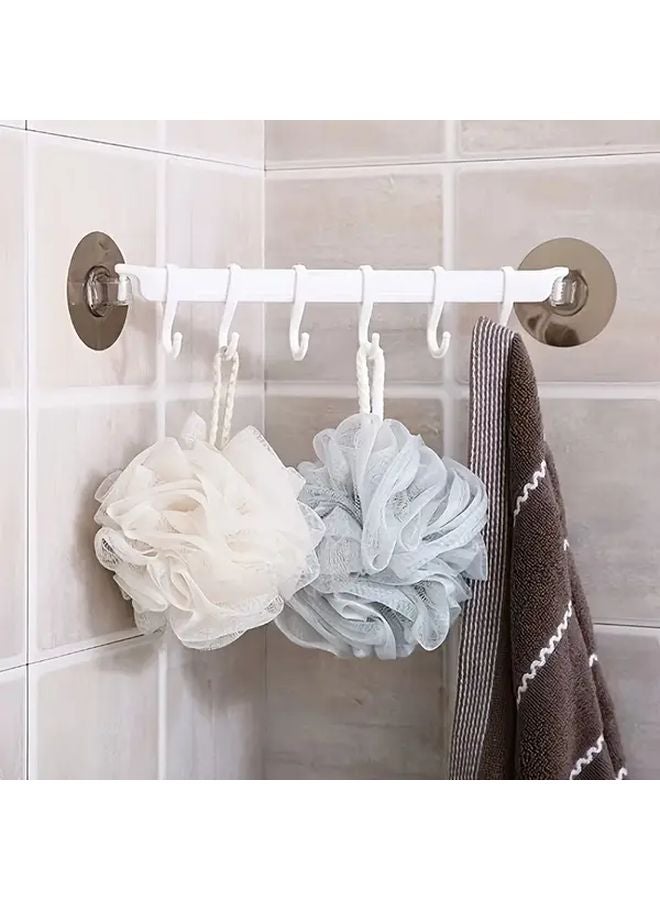 Pink Heavy Duty Adhesive Corner Shower Rack 6 Hook No Drill Bathroom Organizer - Image 3