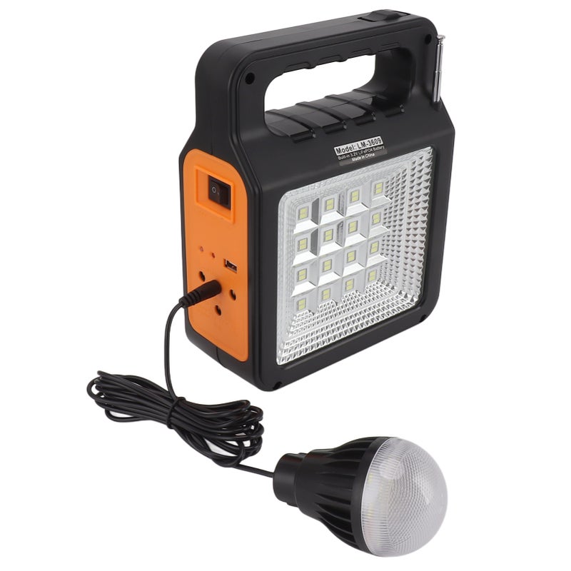 Solar Power Bank 6000mAh Bright Headlight Panel Light 3 Bulbs Portable Handle Solar Generator for Camping Travel - Image 5