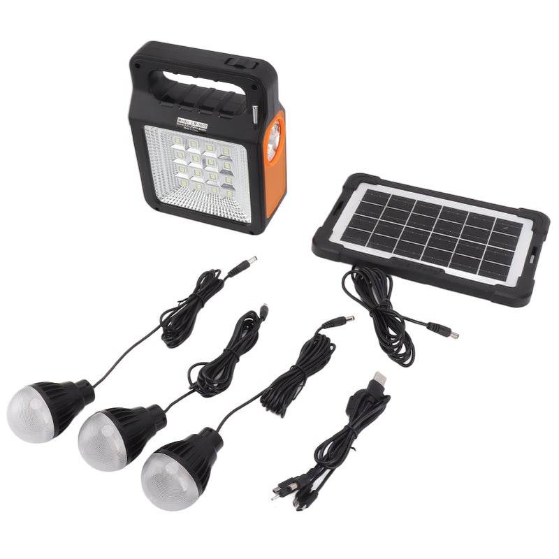 Solar Power Bank 6000mAh Bright Headlight Panel Light 3 Bulbs Portable Handle Solar Generator for Camping Travel - Image 4