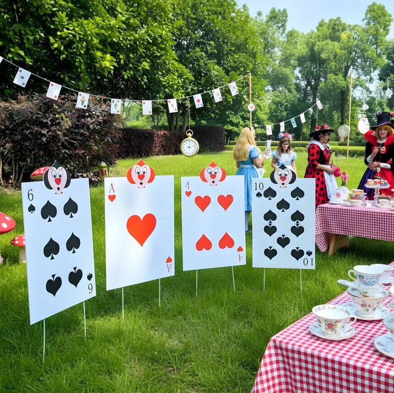 BRALEO 4pcs Queen's Soldiers Big Cards Yard Signs 22.9"*14"with Stakes Alice Party Decorations Queen of Hearts Accessories AliceThemed Party Decor Large Lawn Garden Sign Indoor Outdoor - Image 4