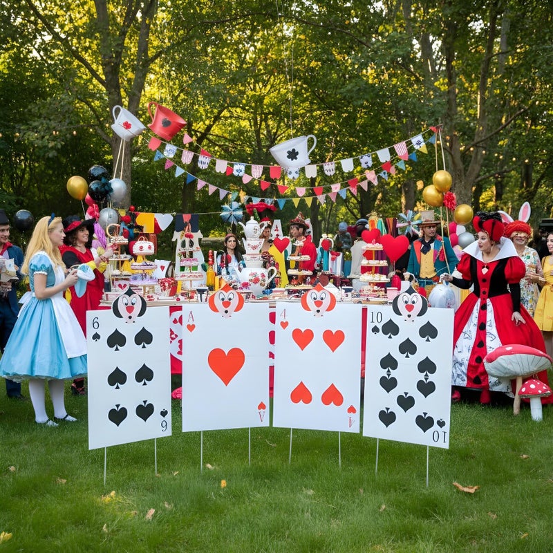 BRALEO 4pcs Queen's Soldiers Big Cards Yard Signs 22.9"*14"with Stakes Alice Party Decorations Queen of Hearts Accessories AliceThemed Party Decor Large Lawn Garden Sign Indoor Outdoor - Image 5