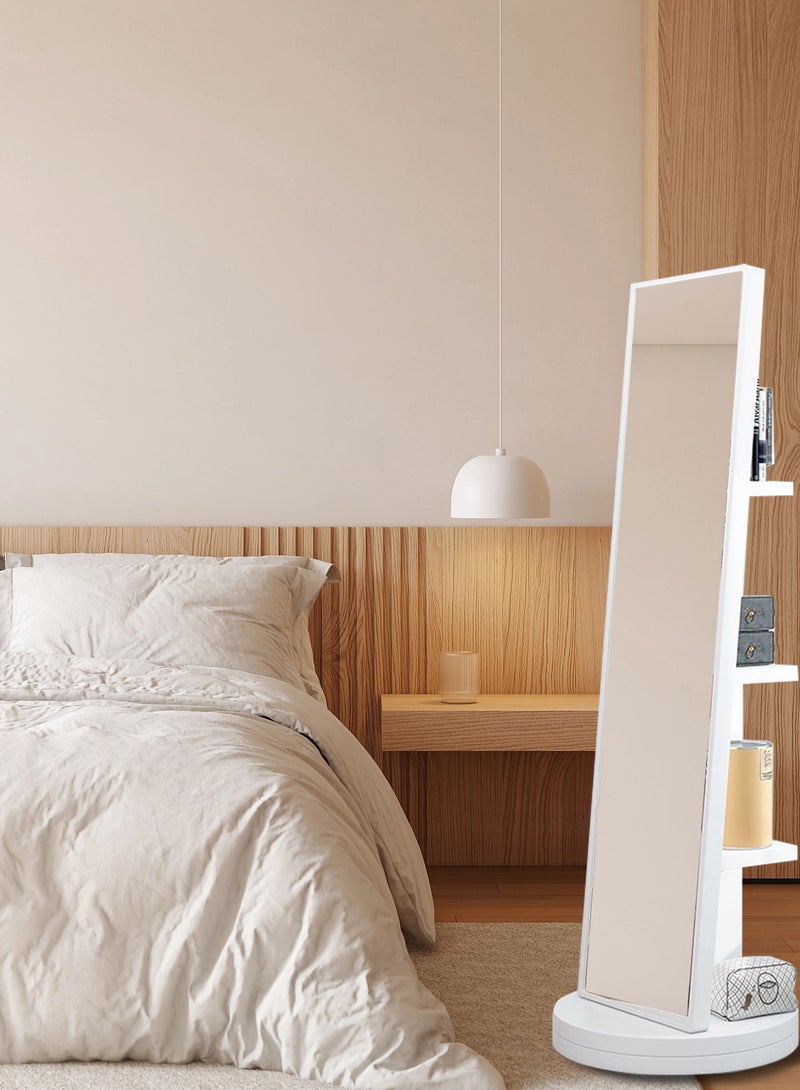 Home Decoration Movable Rotating Full-Length Mirror Cabinet with Storage Space 36*36*165cm