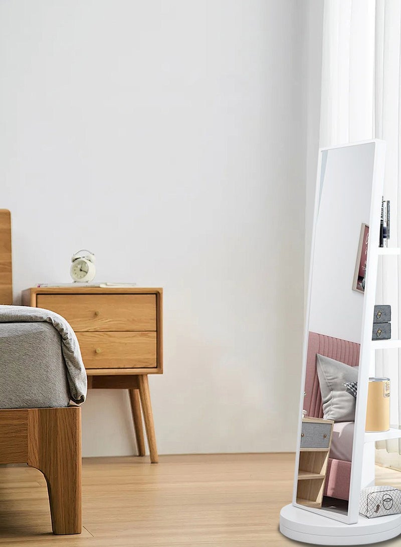 Home Decoration Movable Rotating Full-Length Mirror Cabinet with Storage Space 36*36*165cm