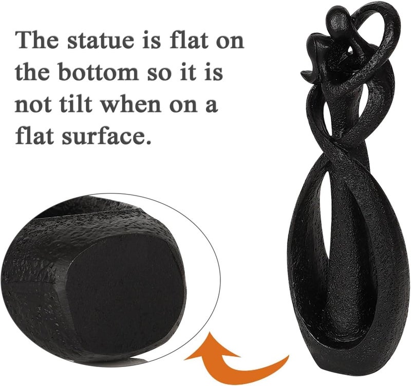 Trycooling Kissing Lovers Statue Abstract Sculpture Resin Statues for Home Decor Modern Home Office Desktop Shelf Bookshelf Decor (Black, Small) - Image 2