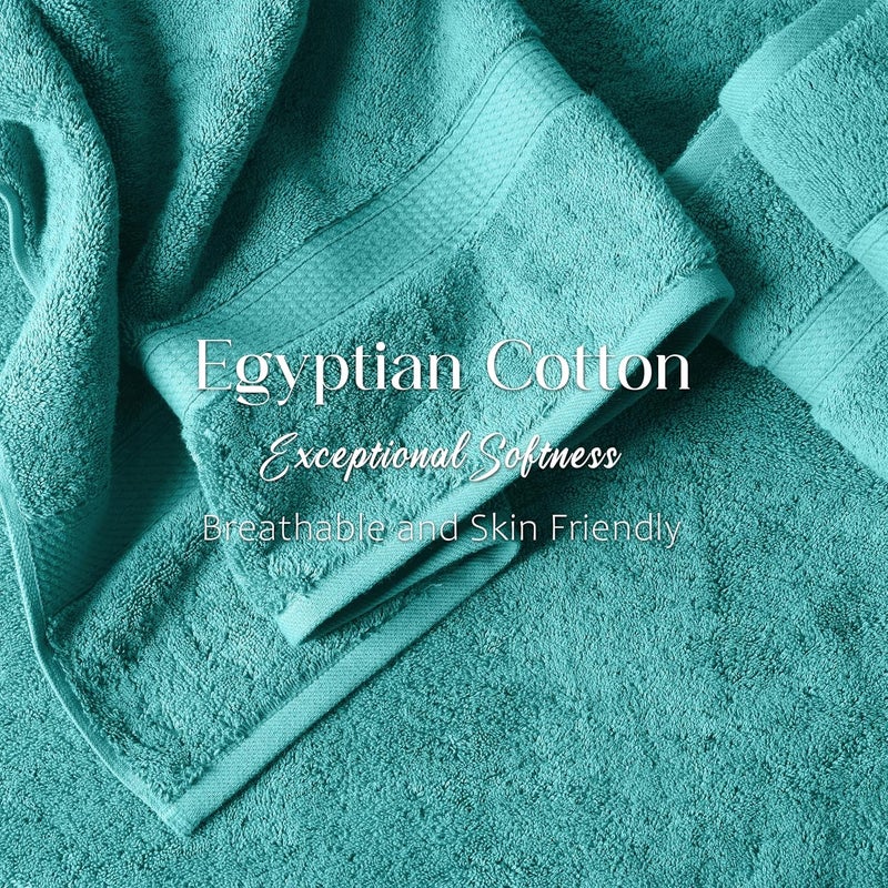Superior All choice modern design Egyptian Cotton Pile 6 Piece Towel Set, Includes 2 Bath, 2 Hand, 2 Face Towels/Washcloths, Ultra Soft Luxury Towels, Thick Plush Essentials, Guest Bath, Spa, Hotel Bathroom, Turquoise Multi usage - Image 5