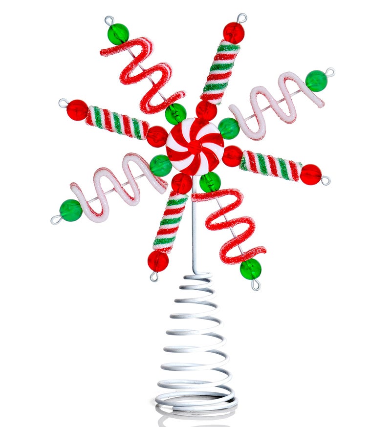 Ornativity Candy Snowflake Tree Topper  Peppermint Candy Cane Sour Belt Jelly Licorice Star Snowflakes Christmas Tree Top Decorations Xmas Holiday Toppers Decor 10