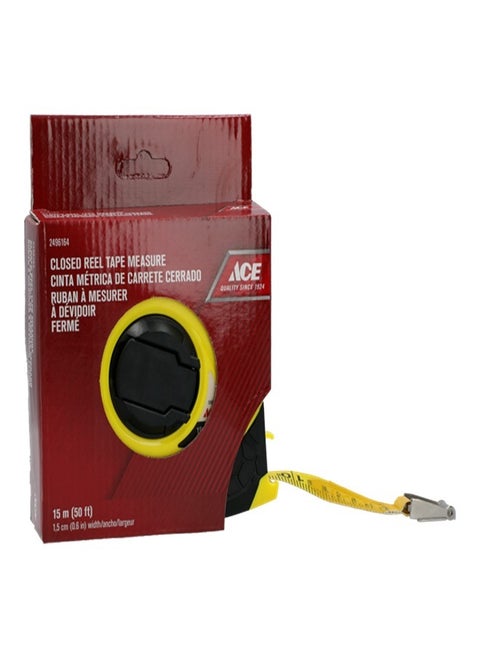 Ace Closed Reel Measuring Tape Black and Yellow 15m