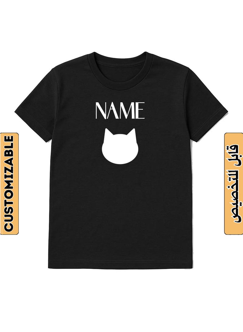 لوحة تيشيرت قطن قابل للتخصيص باسمك مع تصميم أيقونة قطة - Image 1