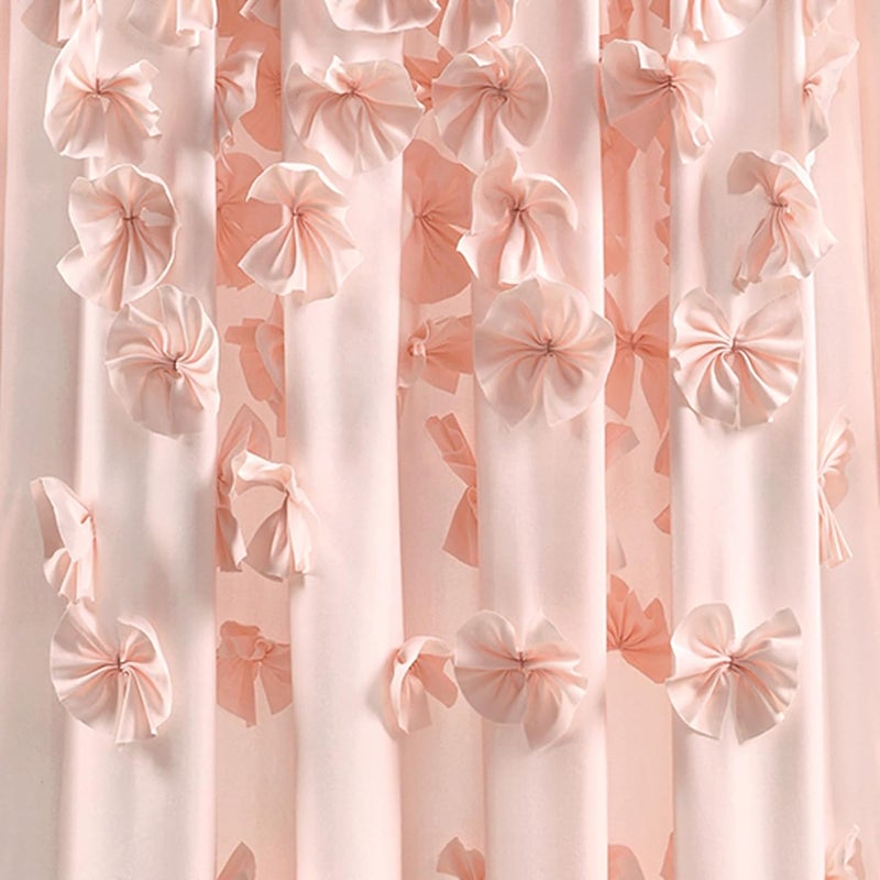 Lush Decor Riley Curtain Sheer Ruffled Textured Bow Window Panel for Living, Dining Room, Bedroom (Single), 84 in L, Blush - Image 4