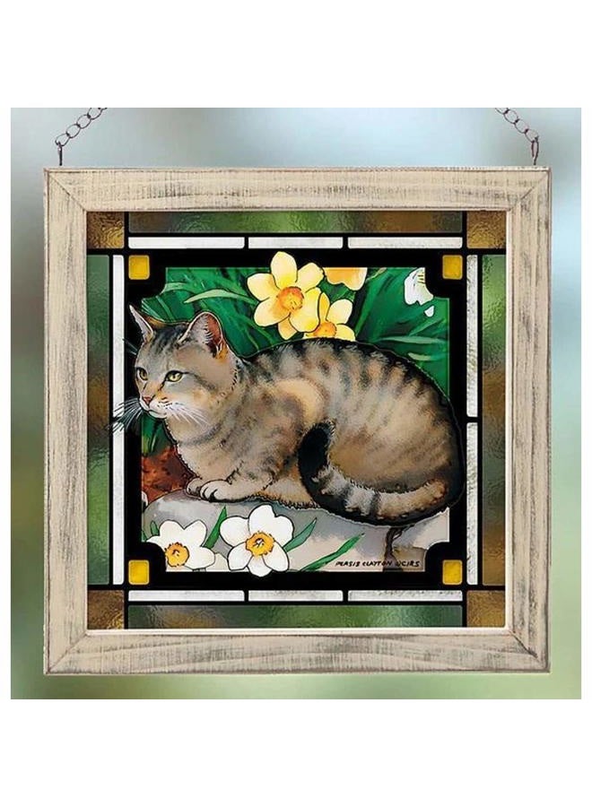 Wild Wings 5386497316 Stained Glass Wall Art, 9-inch Height (Mac's Garden Cat) - Image 1