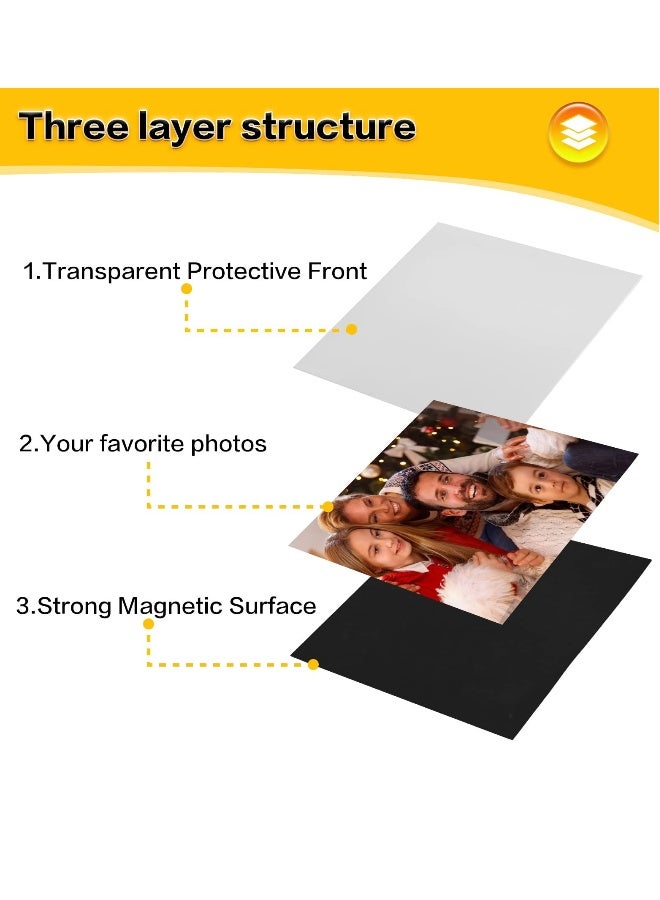 إطارات صور مغناطيسية للثلاجة - إطارات صور مغناطيسية سوداء بحجم 4x6 بوصات مع أغطية بلاستيكية، جيوب لصورك، يمكن استخدامها على الثلاجة أو الخزانات أو الأبواب أو غسالات الصحون (15 وحدة) - Image 4