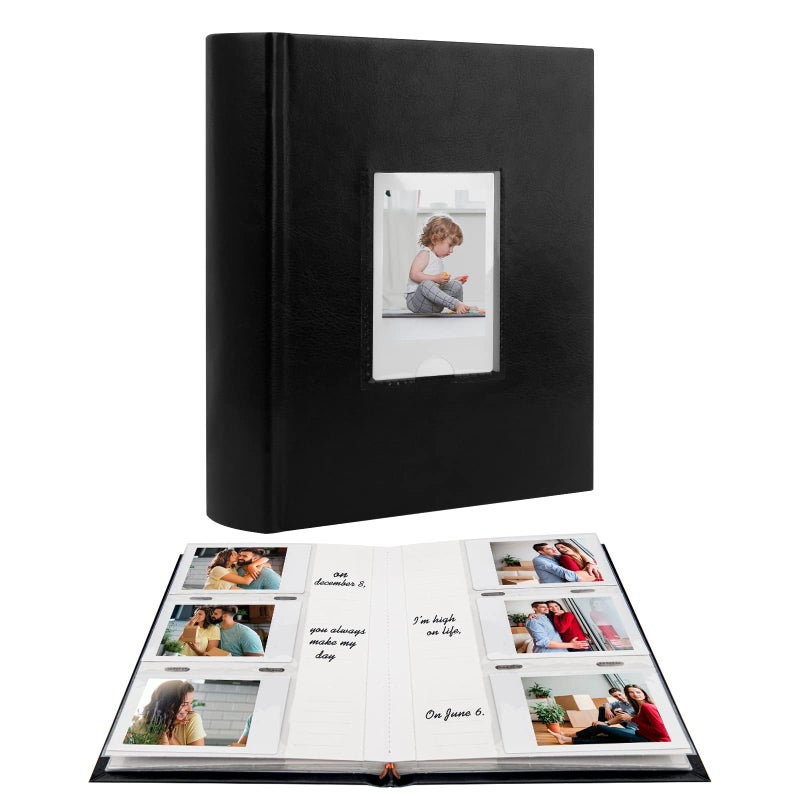 Veicevol Photo Album for Fujifilm Instax Mini Camera Photo Album for Polaroid Leather Cover 180 Pockets 2x3 with Writing Space for Instax Mini 12 11 9 40 8 7 Evo LiPlay Instant Camera Black - Image 2