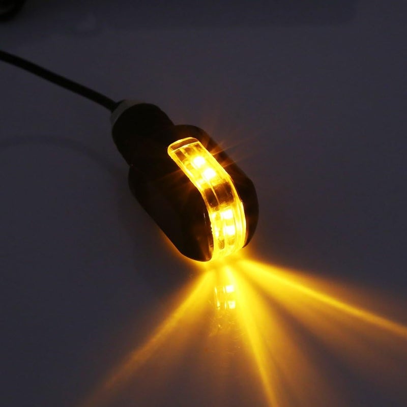 comfrt Turn Signal Indicator, Motorcycle Turn Signal Light Waterproof LED 12V Lamp Amber (1 Pair) Bar End Turn Signals - Image 5