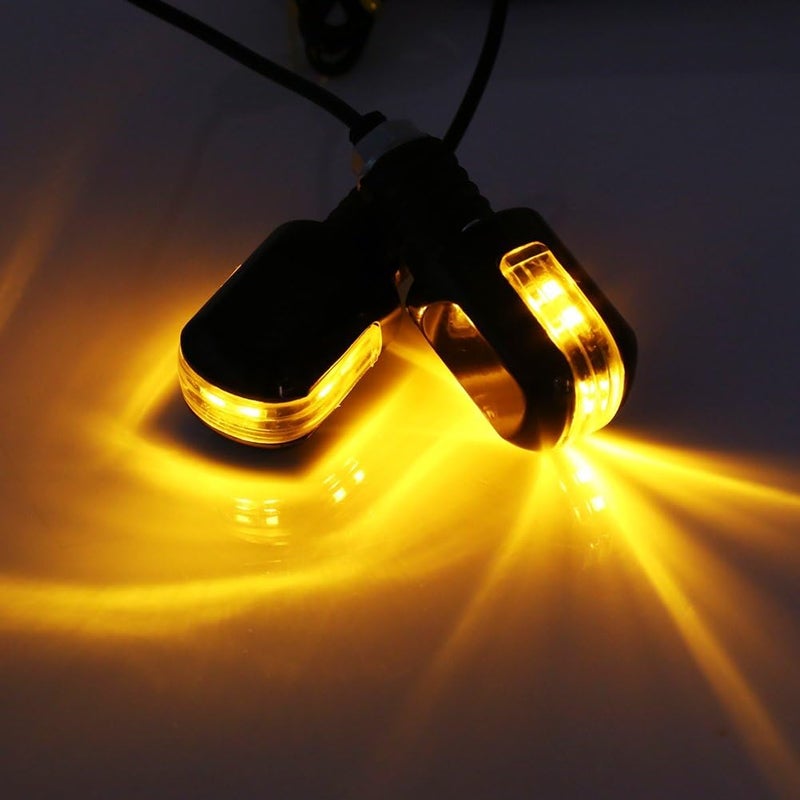 comfrt Turn Signal Indicator, Motorcycle Turn Signal Light Waterproof LED 12V Lamp Amber (1 Pair) Bar End Turn Signals - Image 2