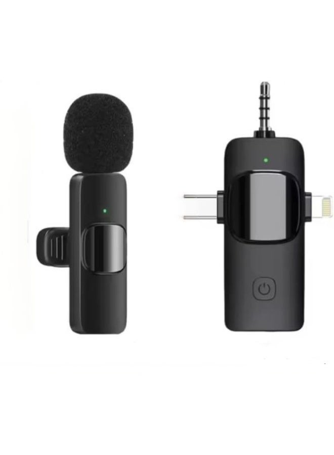 3-in-1 Wireless Lavalier Microphone – USB-C Mic for iPhone, iPad, Android & Cameras – 7-Hour Battery, Noise Reduction – Ideal for YouTube, TikTok & Vlogging – Single Mic, Black - Image 2