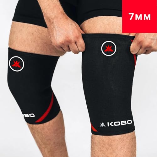 Kobo 7 mm Knee Cap Compression Support Knee Sleeves for Powerlifting Gym Squats Running Cycling Sports Jogging Workout Pain Relief (Material: Neoprene & Spandex) (M) - Image 2