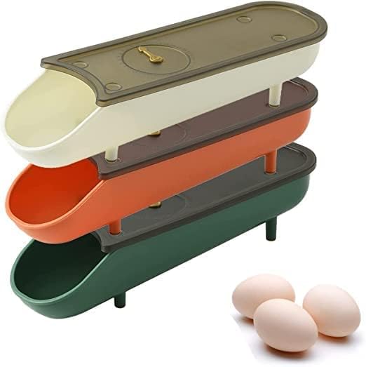 BESTOTTAM BESTOTTAM Plastic Egg Storage Container Date Reminder Safe Sliding Egg Storage Box Automatic Scrolling Egg Box Egg Holder Egg Tray Egg Dispenser with Lid  - Image 4