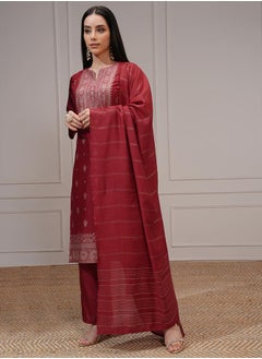 Vishudh Women Red Printed Viscose Kurta Set  - Image 4