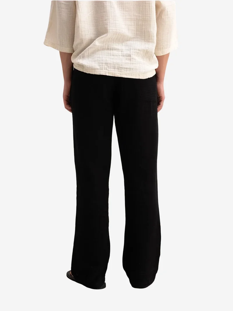 Giesto Black GIESTO Men's cotton wide-leg trousers with drawstring waist for Men | Best Price UAE