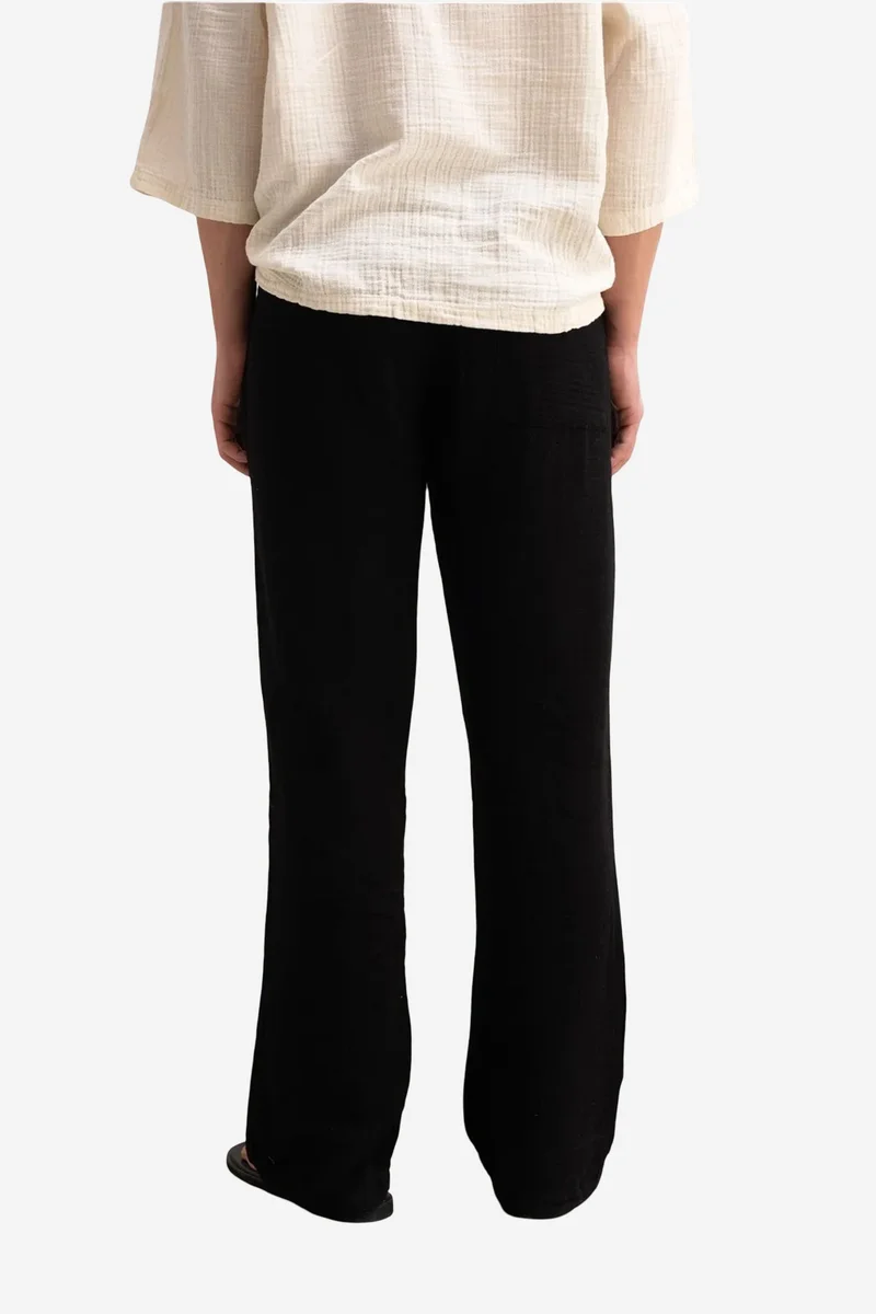 Giesto Black GIESTO Men's cotton wide-leg trousers with drawstring waist for Men | Best Price UAE