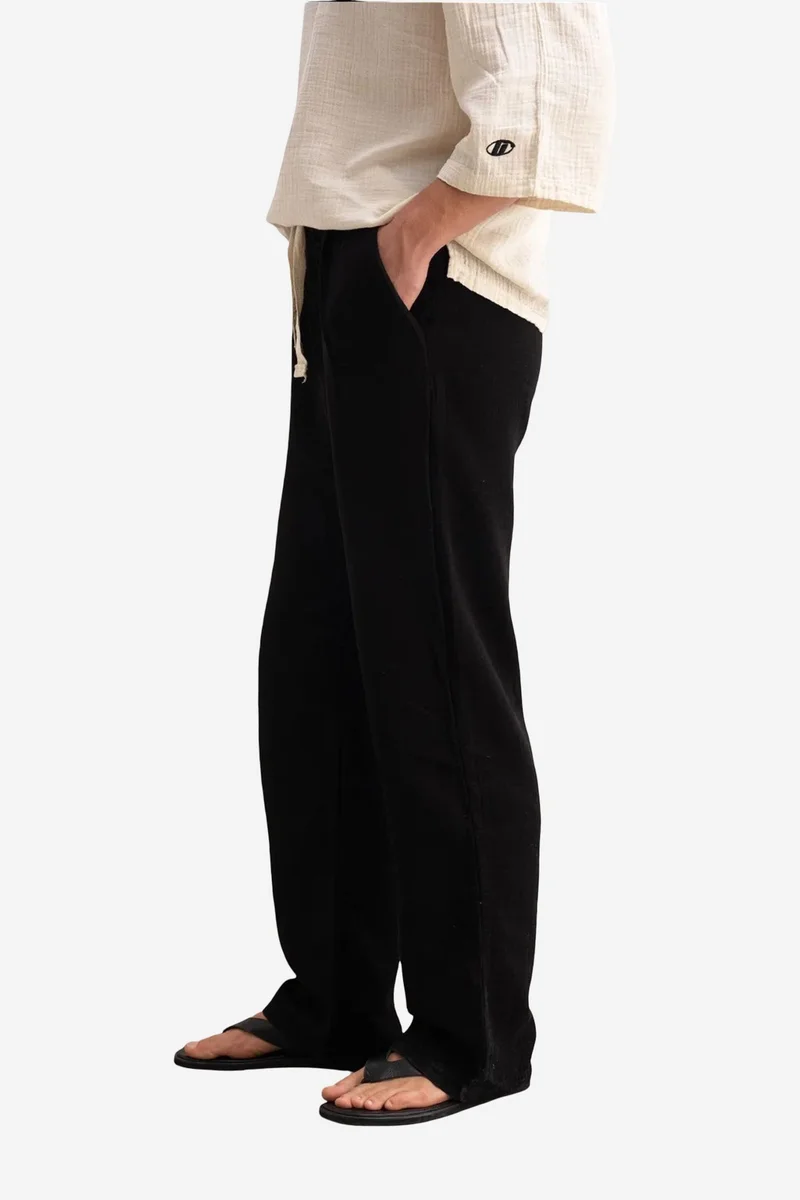 Giesto Black GIESTO Men's cotton wide-leg trousers with drawstring waist for Men | Best Price UAE
