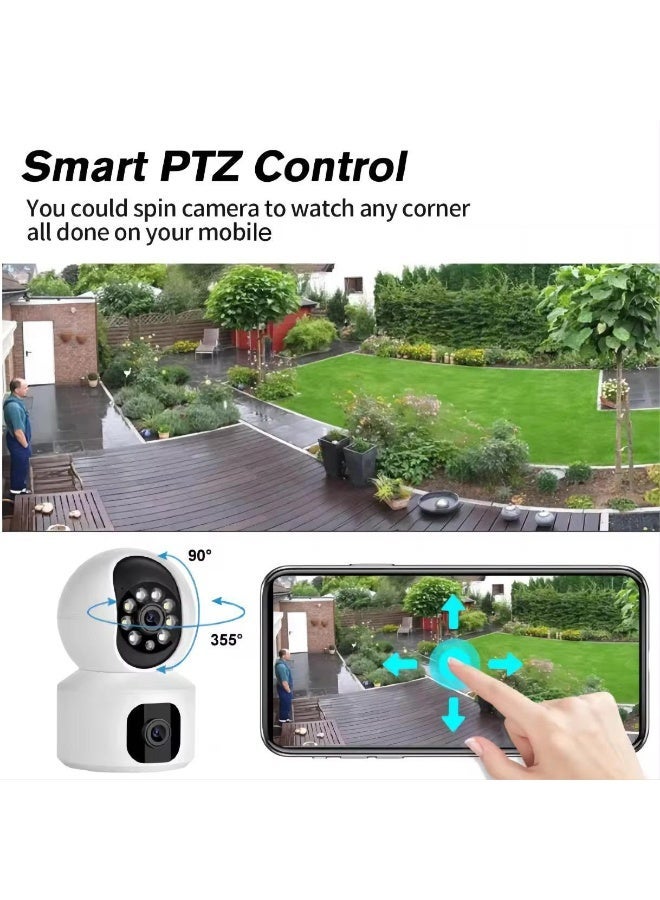GEEK SPACE WiFi Smart Security Camera Dual Lens 360° PTZ Indoor Camera, AI Human Detection, Night Vision, Two-Way Audio, Remote Viewing, Cloud & SD Card Storage, Wireless Home Surveillance Camera - Image 2