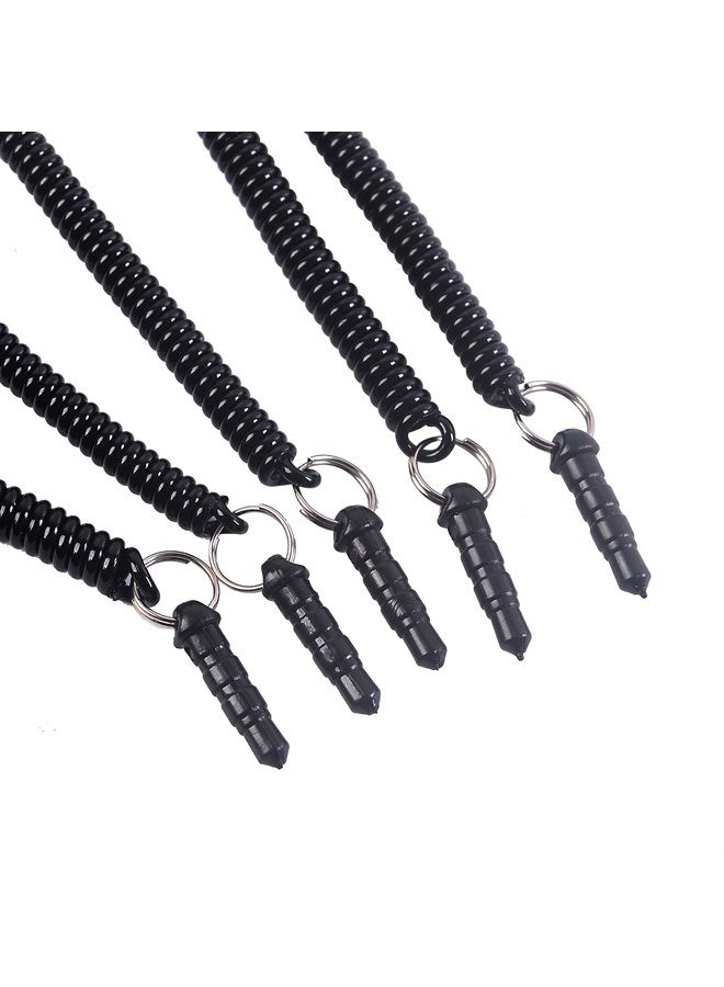 Wisdompro Stylus Tether, 10 Pack of Detachable Elastic Coil Tether Strings/Lanyards with 3.5mm earphone jack for Stylus Pens - Black