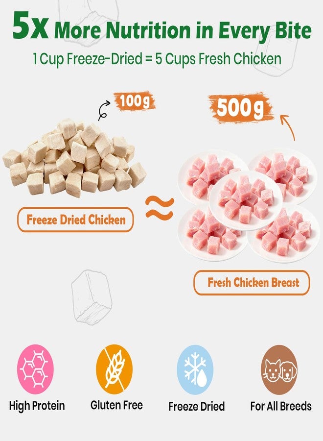 مكافآت PETPURO المجففة بالتجميد بنكهة الدجاج للقطط والكلاب، 14.5 أونصة - مكون واحد، غني بالبروتين، وجبات خفيفة جافة للحيوانات الأليفة بنكهة الدجاج، خالية من الحبوب، طبيعية بالكامل، مكافآت تدريب صحية أو إضافة للطعام - Image 5