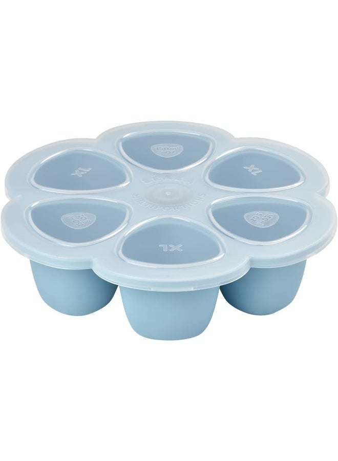 BEABA BÃ©aba Silicone Multiportions Baby Food Tray, Oven Safe, Made in Italy, Sky, 3 oz - Image 1