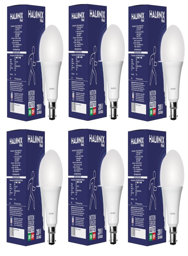 Halonix 20W Motion Sensor Led bulb | Color-6500K White | Auto on- Auto Off light | Motion sensor Led Light | Pack of 6 | Base-B22 - Image 1