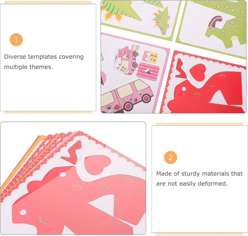 4 Sets 3D Printing Pen Design Mold, Drawing Paper Templates, 3D Pen Paper Stencils with Clog Needle Tool for Beginner Children’s Art Education at Home - Image 3