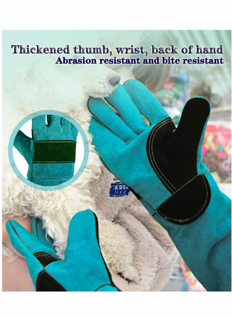 SOLARAE Animal Handling Glove Anti Scratch Protective Gloves for Training Dogs Cat Bird Snake Parrot Lizard Wild Animals Reptiles Bite Resistant Gloves (Blue) - Image 3