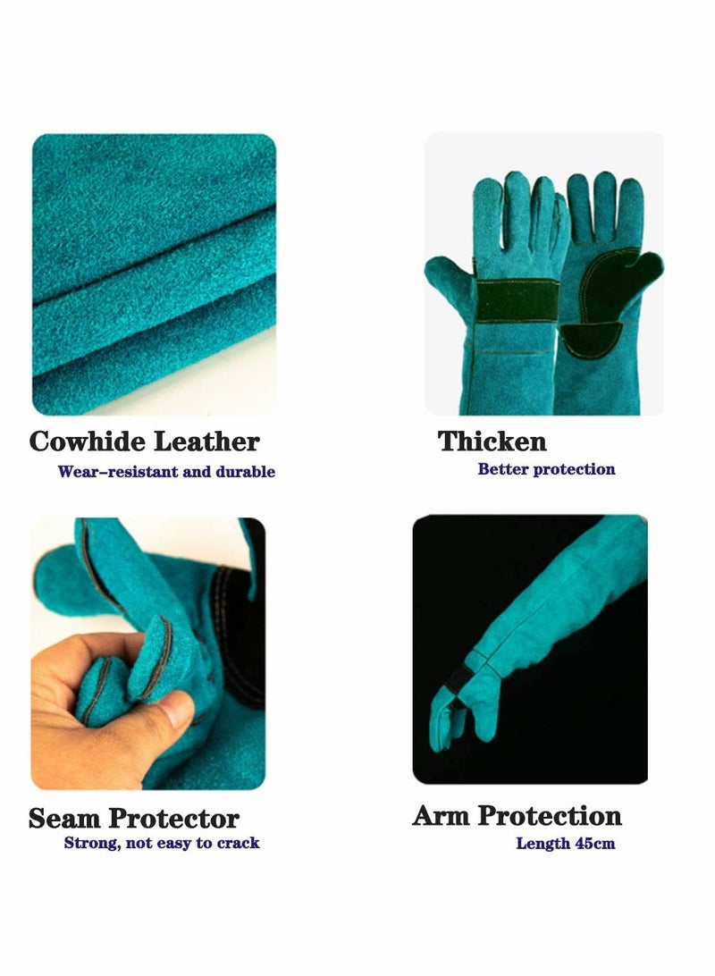 SOLARAE Animal Handling Glove Anti Scratch Protective Gloves for Training Dogs Cat Bird Snake Parrot Lizard Wild Animals Reptiles Bite Resistant Gloves (Blue) - Image 4
