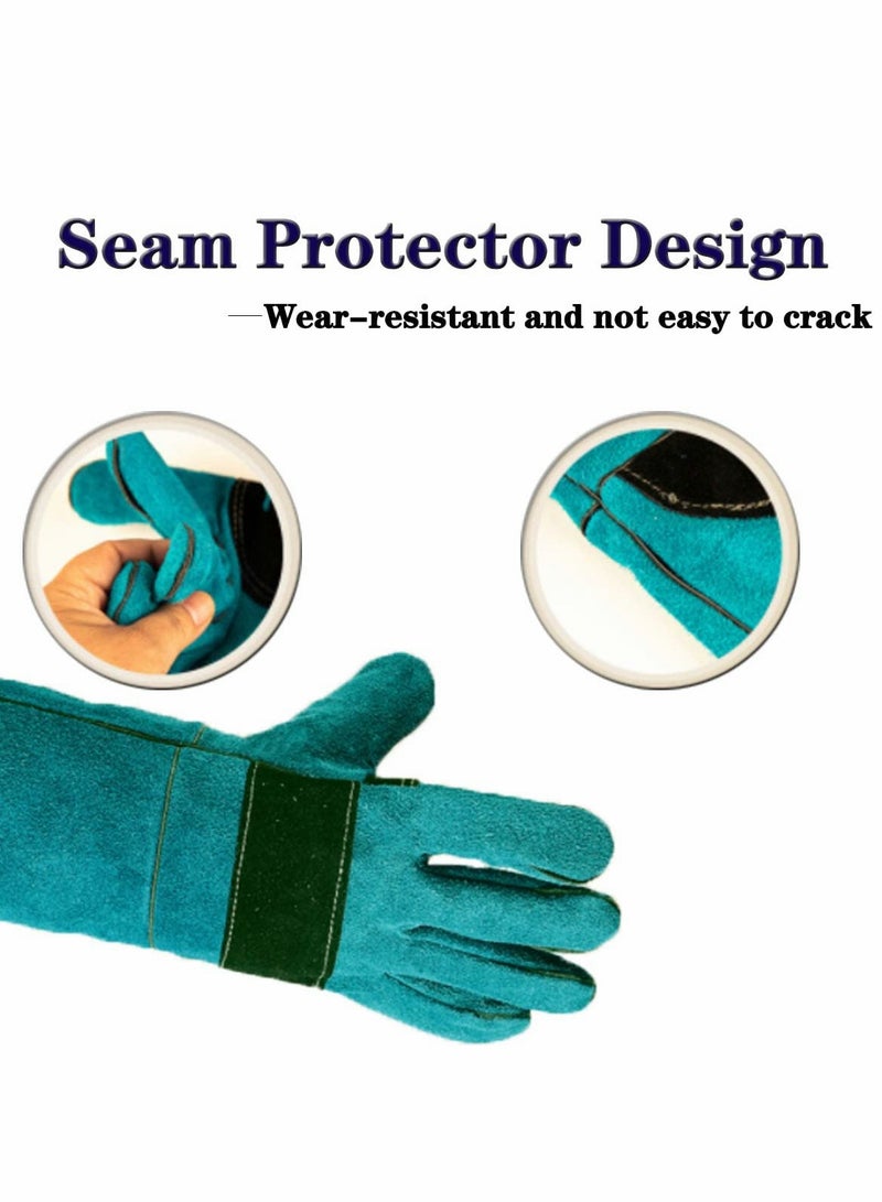 SOLARAE Animal Handling Glove Anti Scratch Protective Gloves for Training Dogs Cat Bird Snake Parrot Lizard Wild Animals Reptiles Bite Resistant Gloves (Blue) - Image 2