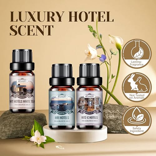 Aeshory Hotel Diffuser Oils Gift Set 6x10ML Luxury Fragrance Oil Blend Hotel Scent Essential Oils Set for Diffuser Candle Soap Making Scents - Image 3