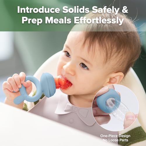 Haakaa Baby Fruit Food Feeder Mini Freezer Nibble Tray Combo Breastmilk Popsicle Molds for Baby Cooling Relief BPA Free Silicone Feeder for Safe Infant Self Feeding 4 Month Sky Blue - Image 3