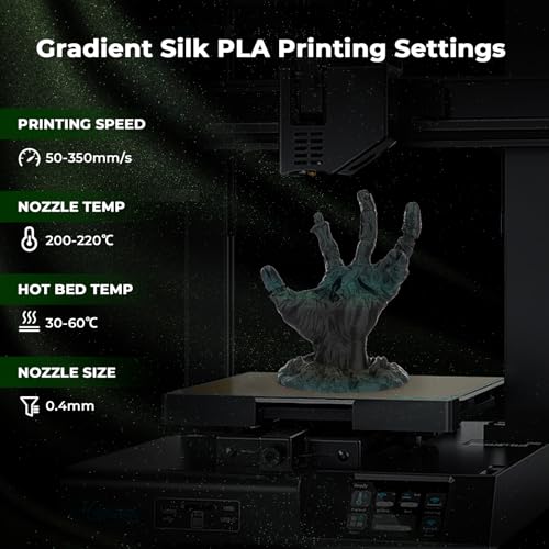 AMOLEN PLA 3D Printer Filament, PLA Filament 1.75mm Silk Black Shiny Green Filament, 3D Printing Filament 1KG/2.2lb - Image 3