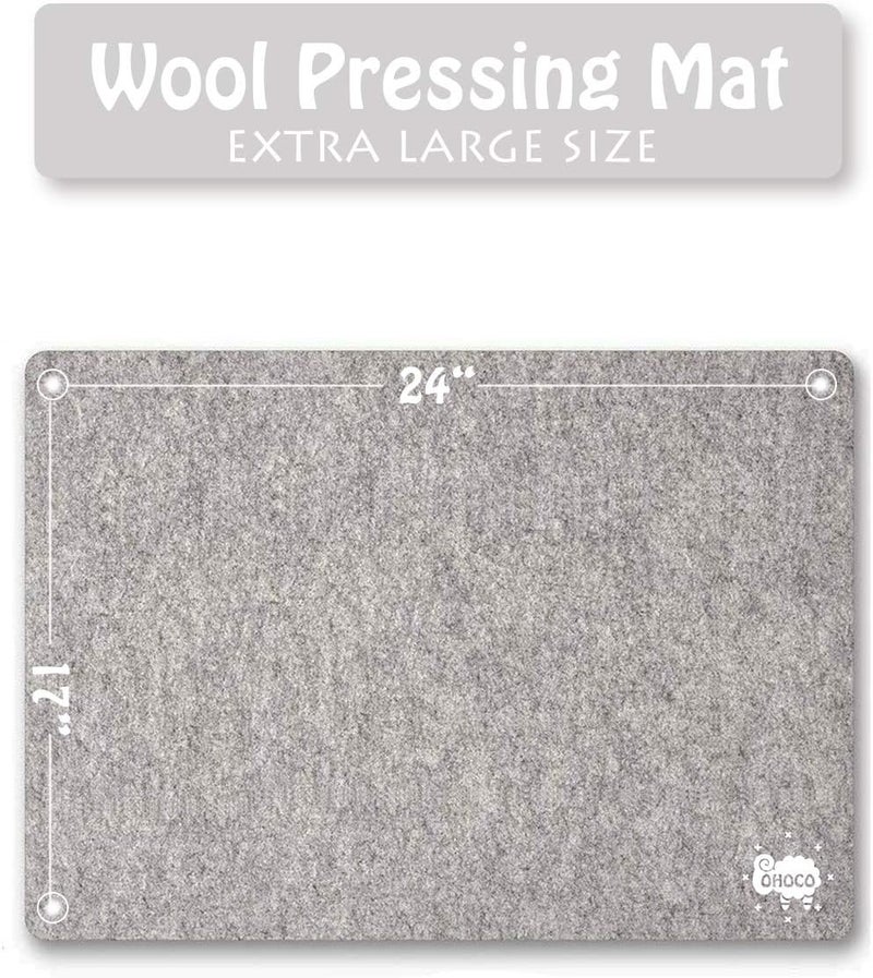 OHOCO Wool Pressing Mat for Quilting - 17" x 24" Extra Large Felt Ironing Pad 1/2" Thick, 100% New Zealand Wool for Ironing, Sewing, Cutting on Ironing Board, Tabletop, Dryer, Countertop - Image 2