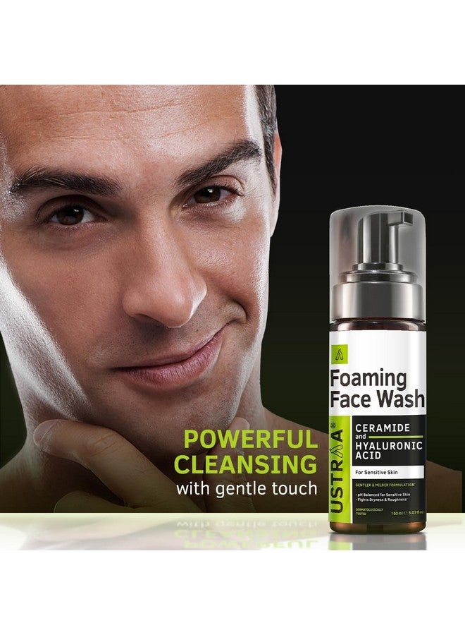 Ustraa Foaming Face Wash - 150ml - with Ceramide & Hyaluronic Acid - For Sensitive Skin | Gentle Formulation | Keeps pH in Balance | Dermatologically Tested | NO SLS, NO PARABEN - Image 3